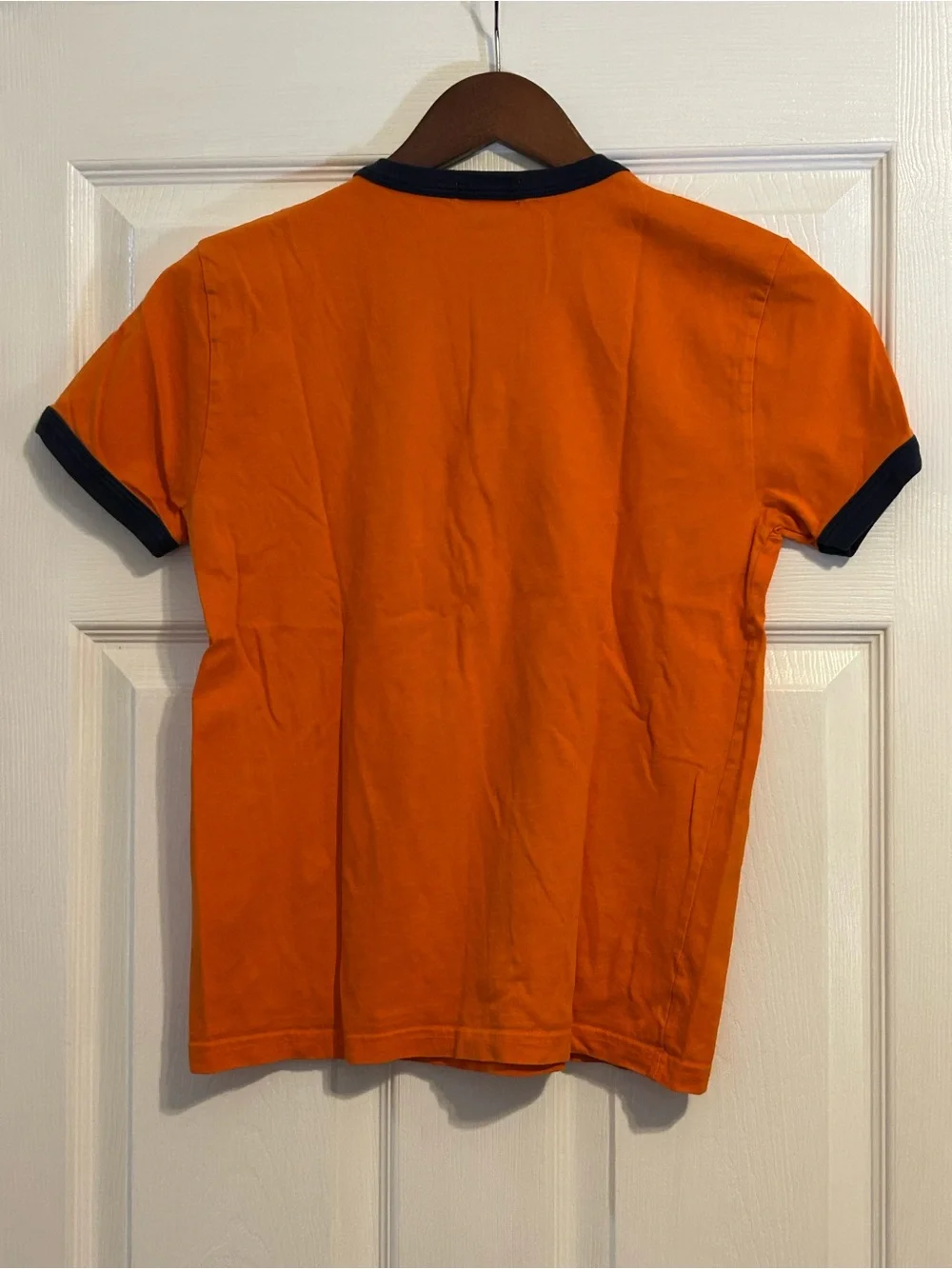 Ralph Lauren Orange Tee with Navy Trim and Polo Pony